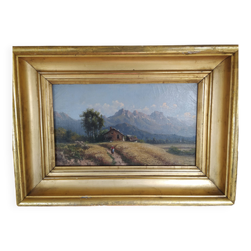 Oil on canvas signed Emile Gochaux Pyrenees, circa 1900