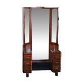 Coiffeuse  avec grand miroir taillé et deux miroirs latéraux pivotants