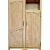 Renovated antique wardrobe – natural wood & sage green interior