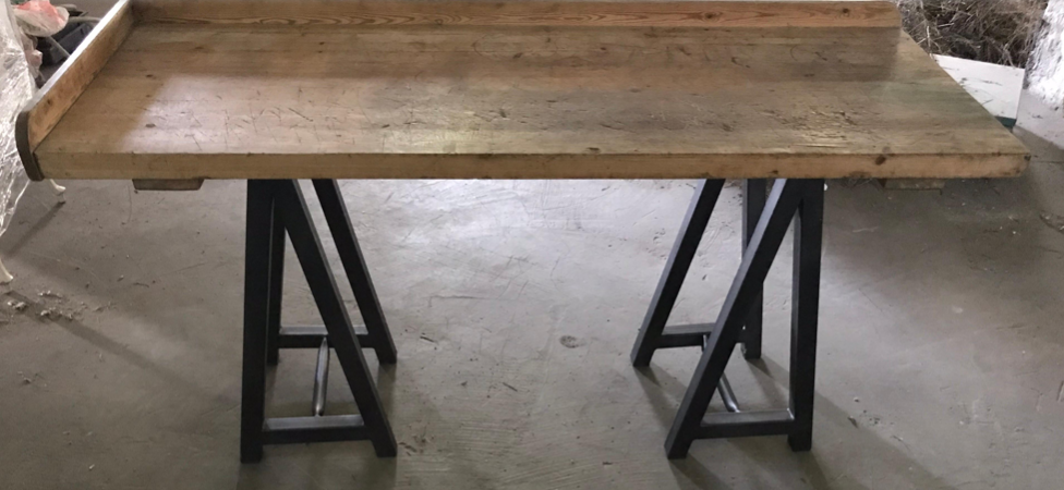 Antique Hungarian Primitive Kitchen Butchers Block Work Bench, circa 1900s