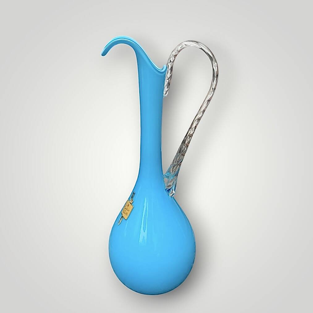 Antique turquoise opaline pitcher vase from Versailles – 1960s