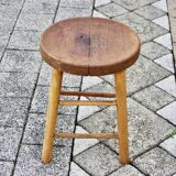 Vintage oak stool from maison hurel paris 1960