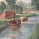 Canal stroll, oil on canvas signed