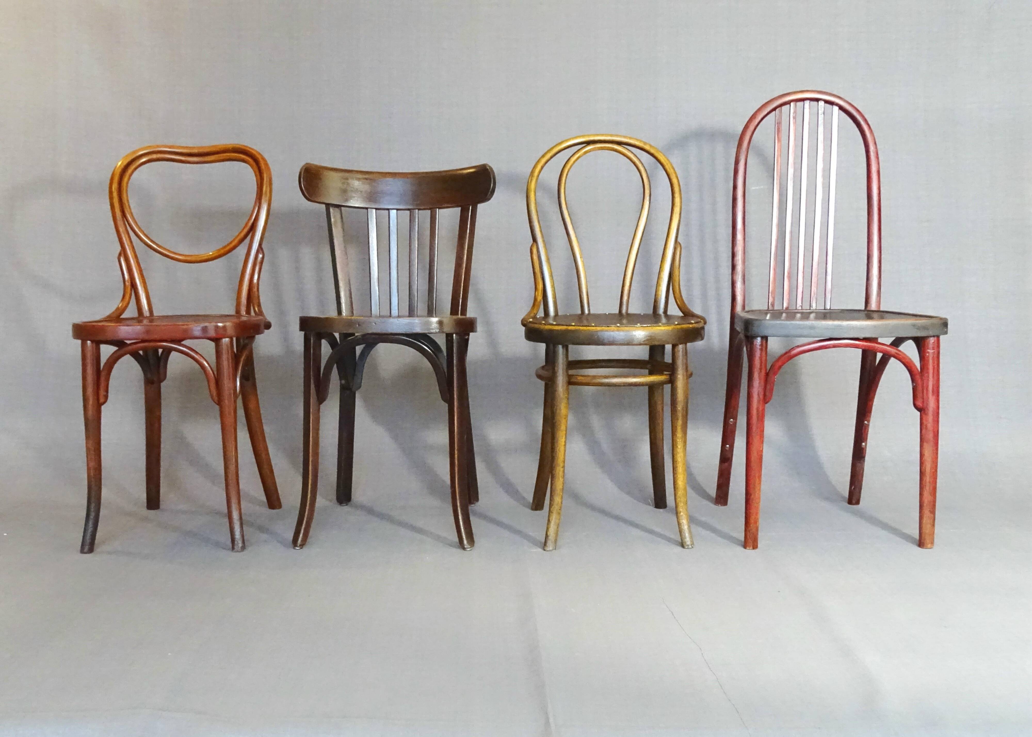lot de 4 chaises bistrot Thonet Baumann -1910-1950-