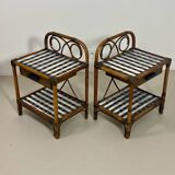 Pair of vintage 70s checkerboard bedside tables: Ref cindy