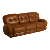 Italian brown leather "Okay" sofa by Adriano Piazzesi 70's