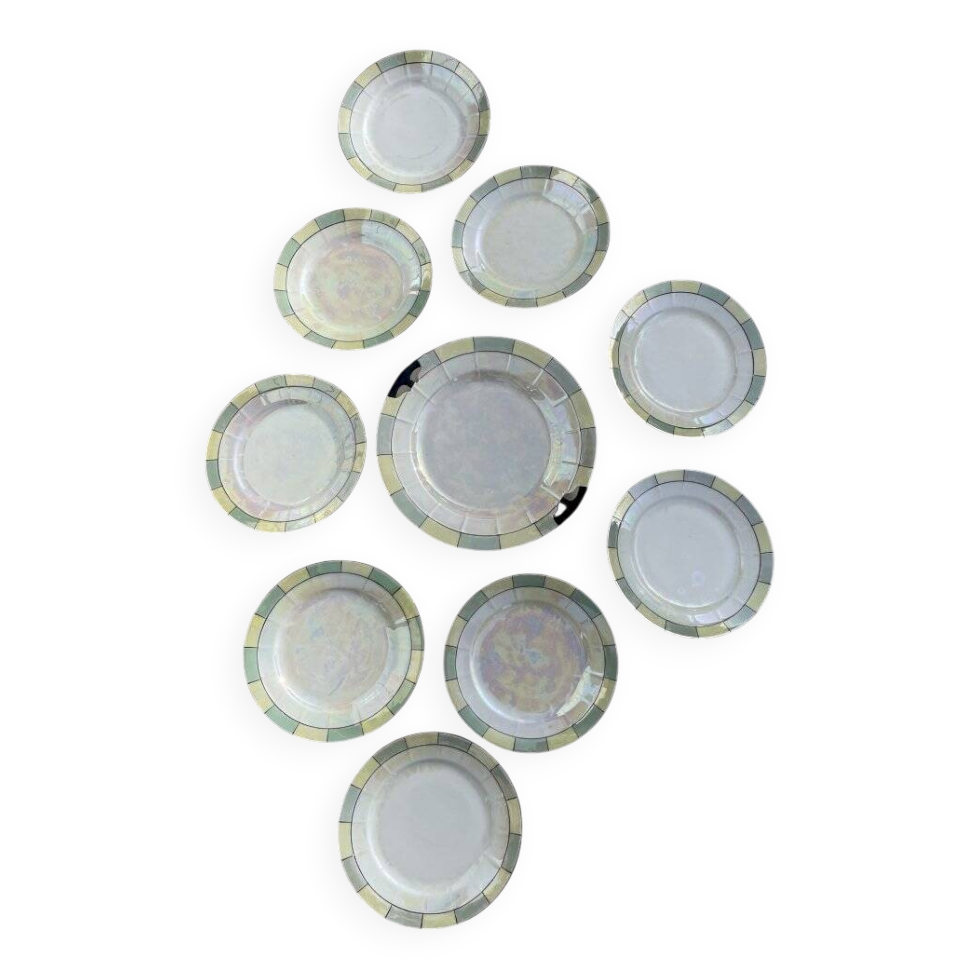 Set of 9 dessert plates and 1 serving platter Victoria China