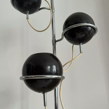 Monix vintage adjustable floor lamp, chrome and brown lacquered metal