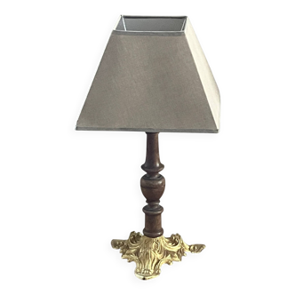 Table lamp, wood and gold metal