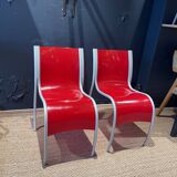 Pair of FPE chairs by Ron Arad for Kartell red Italy 2000s