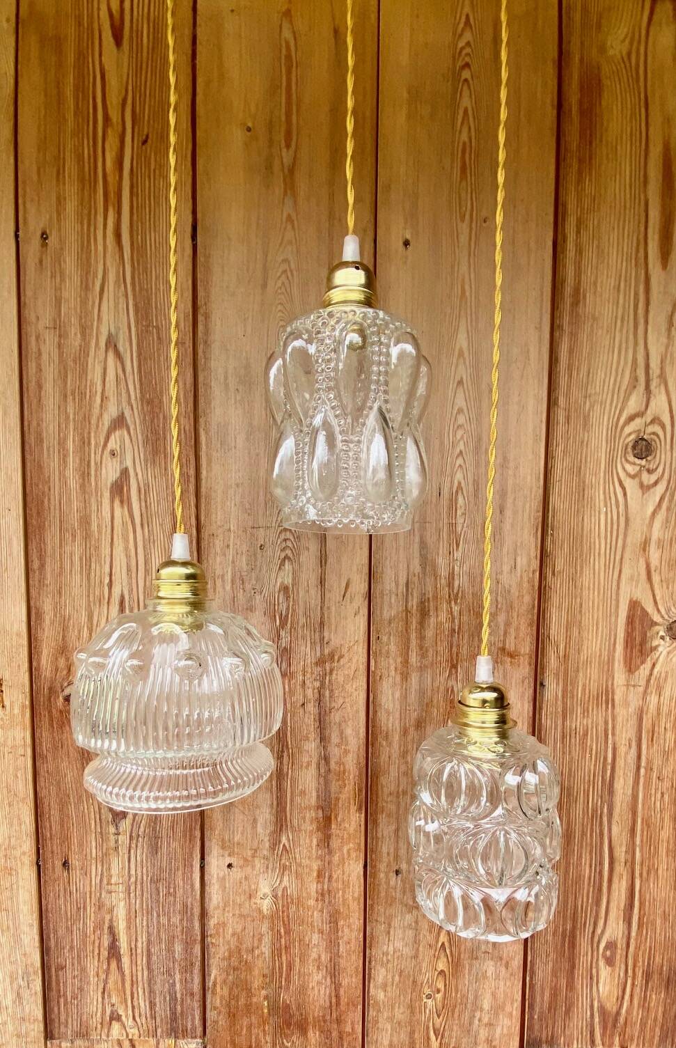 Vintage bubble glass pendant globe