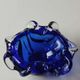 Empty pocket blown art glass from Murano Italy, corolla shape, cobalt blue
