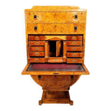 Secrétaire de forme tulipe ou lyre Art Déco en loupe de bois clair en loupe de bois clair