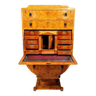 Art Deco tulip or lyre shaped secretary in light wood burl in light wood burl