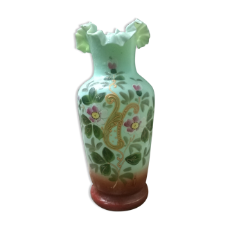 Enamelled vase in opaline