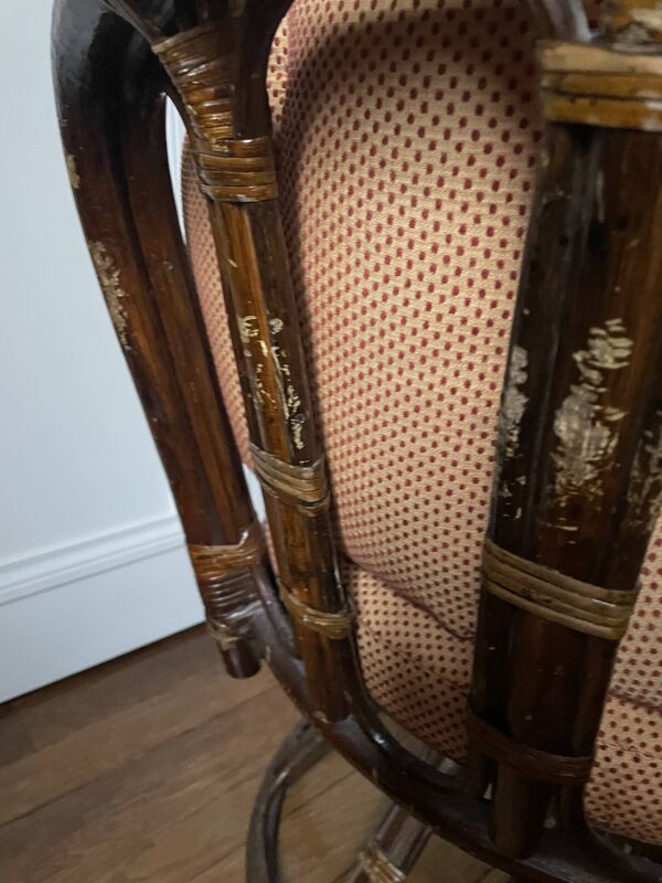 Fauteuil pivotant rotin et osier vintage