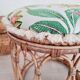 Pouf or end of rattan sofa with tropical seat