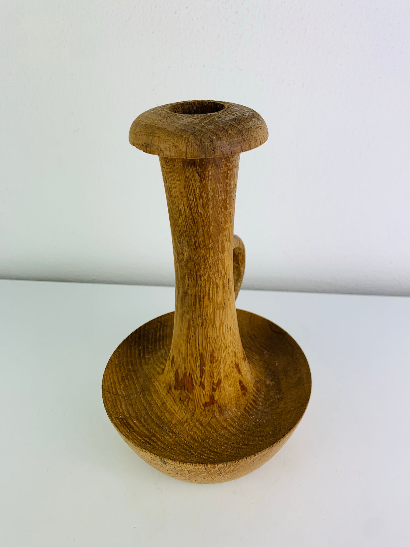 Brutalist candle holder made of solid wood
