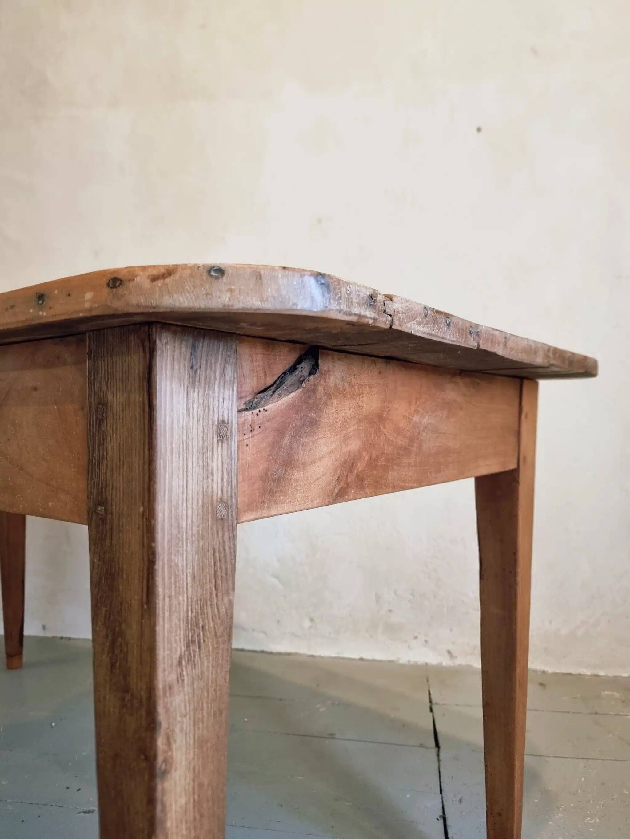 Antique French cherry wood dining table, early 20th century