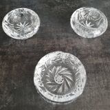 Set of 3 bohemian crystal ashtrays