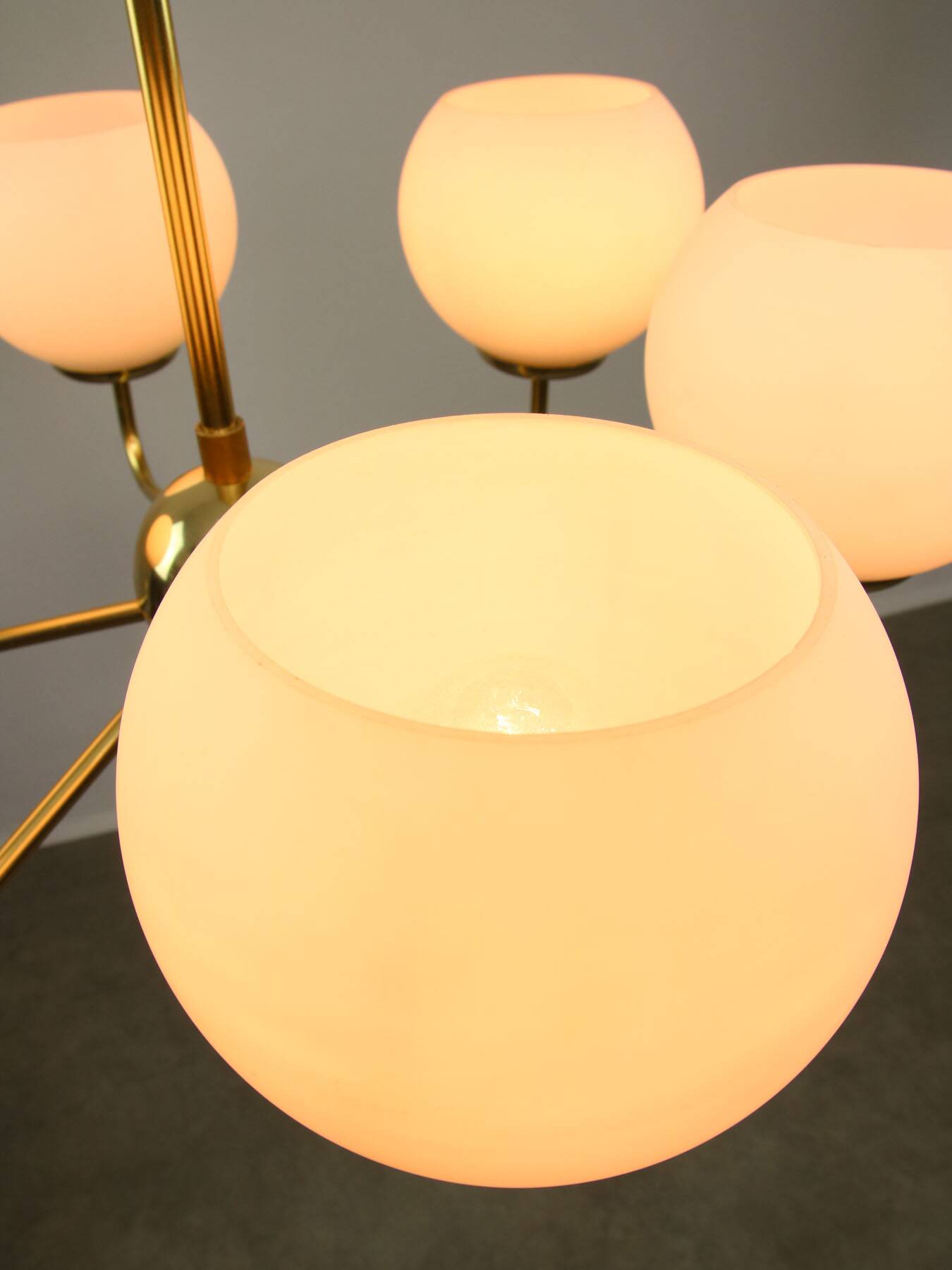 Mid-century Upward Sputnik Golden Chandelier, 60s