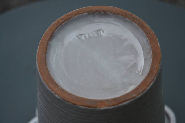 Vase blanc tressé Italy années 50-60