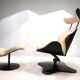Stokke Varier Tok leather armchair with ottoman by Toshiyuki Kita, 1990