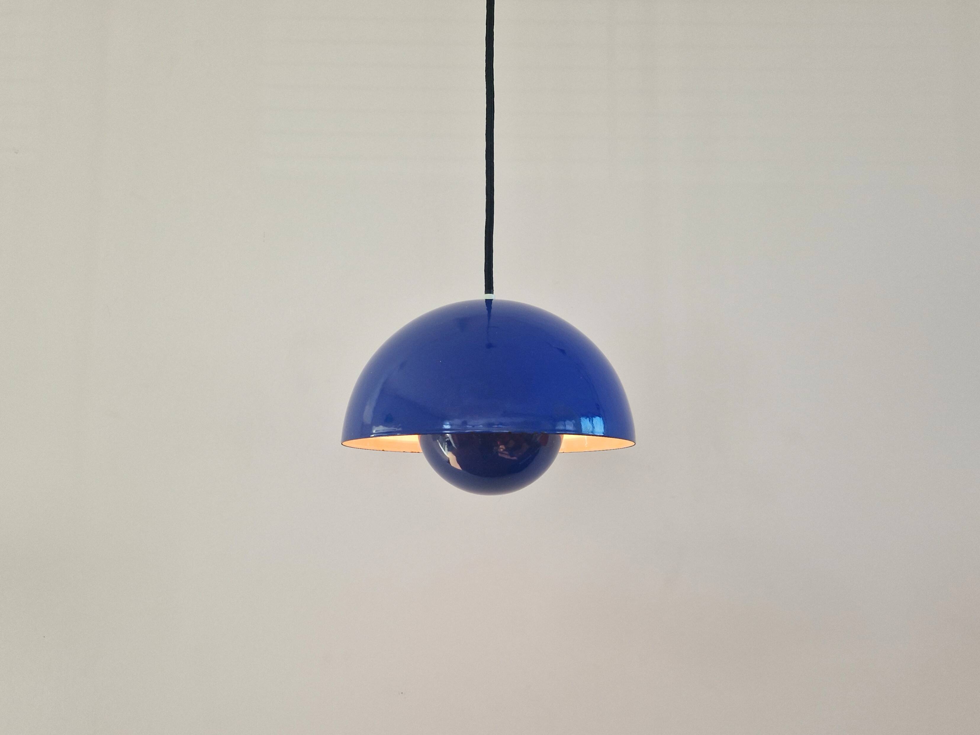 Blue Flowerpot pendant lamp by Verner Panton for Louis Poulsen, Denmark 60s