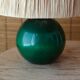 Lamp "ball" in green stained wood, raffia lampshade, 70s