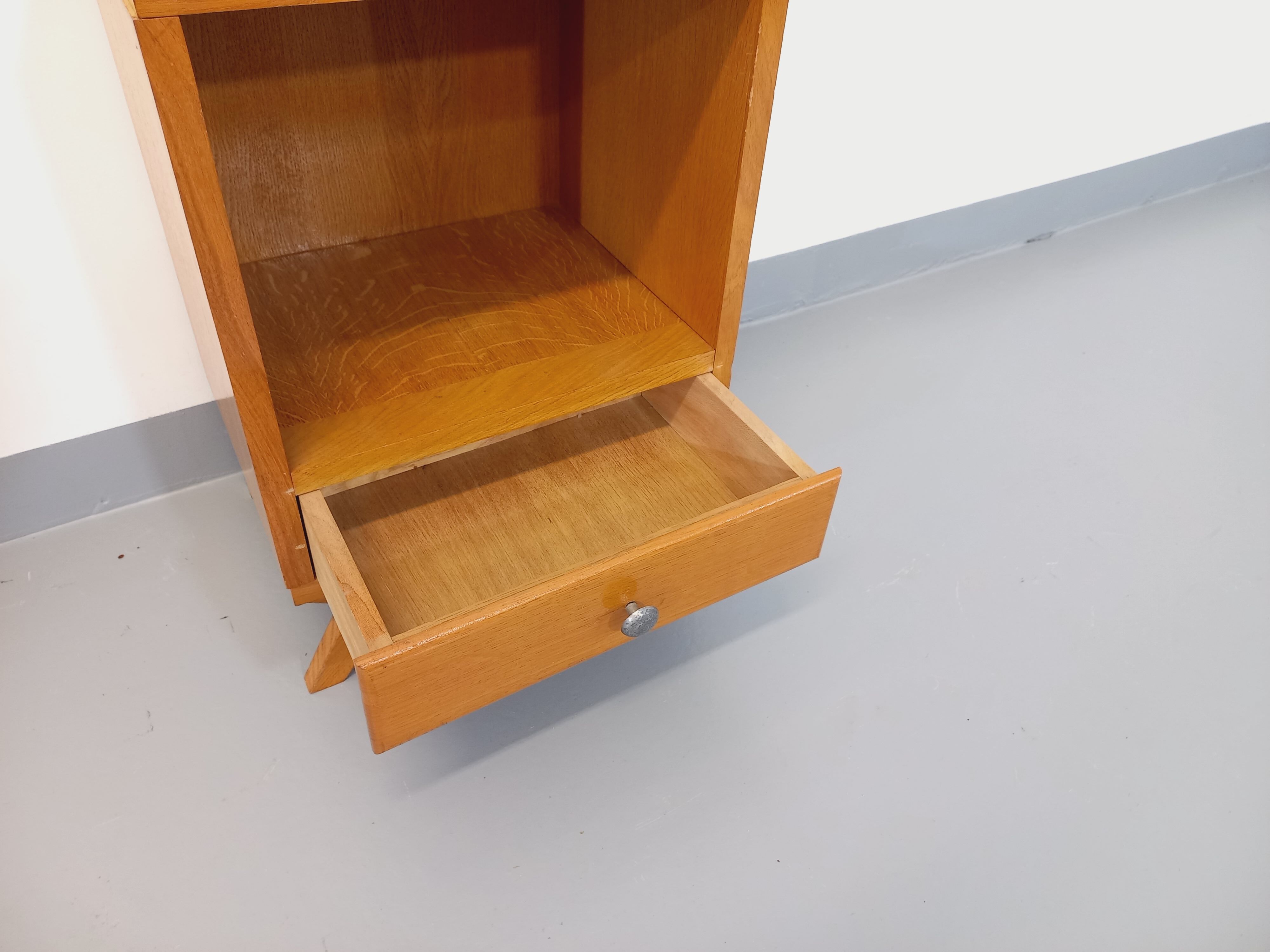 Vintage light wood bedside table from the 40s 50s