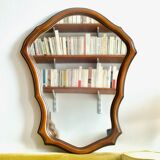 Large vintage mirror in scrolled cherry wood
