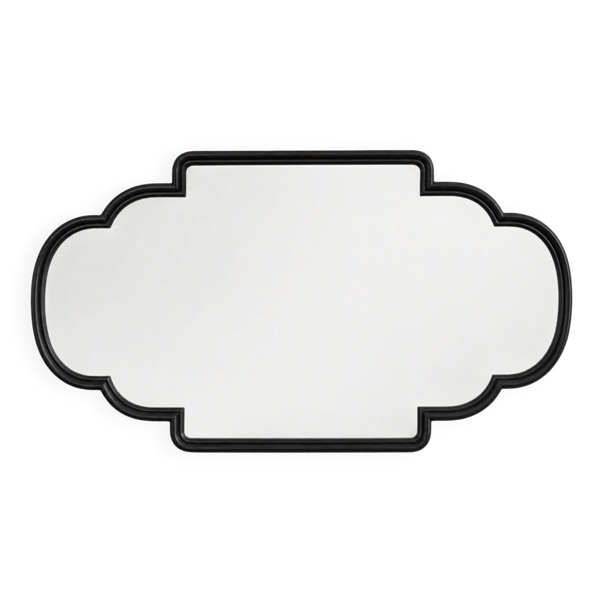 Mirror with a carved black frame
