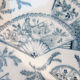 Art nouveau plate by longwy, grey-blue model: eventails