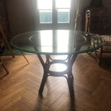 Glass and rattan table