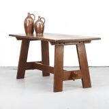 Vintage Rustic Brutalist Dining Table from Oak