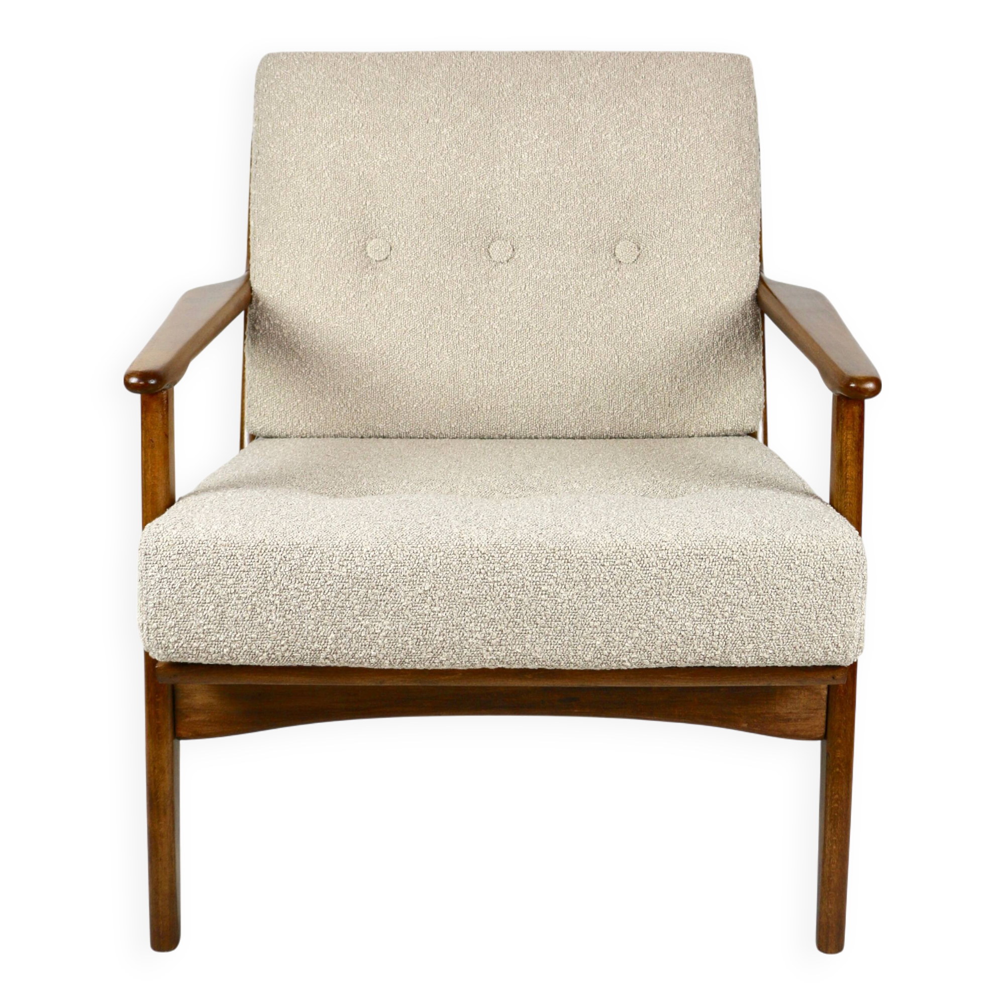 Danish Vintage Beige Boucle Armchair, 1970s