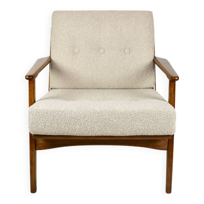 Fauteuil danois vintage beige bouclé, années 1970