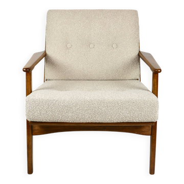 Fauteuil danois vintage beige bouclé, années 1970