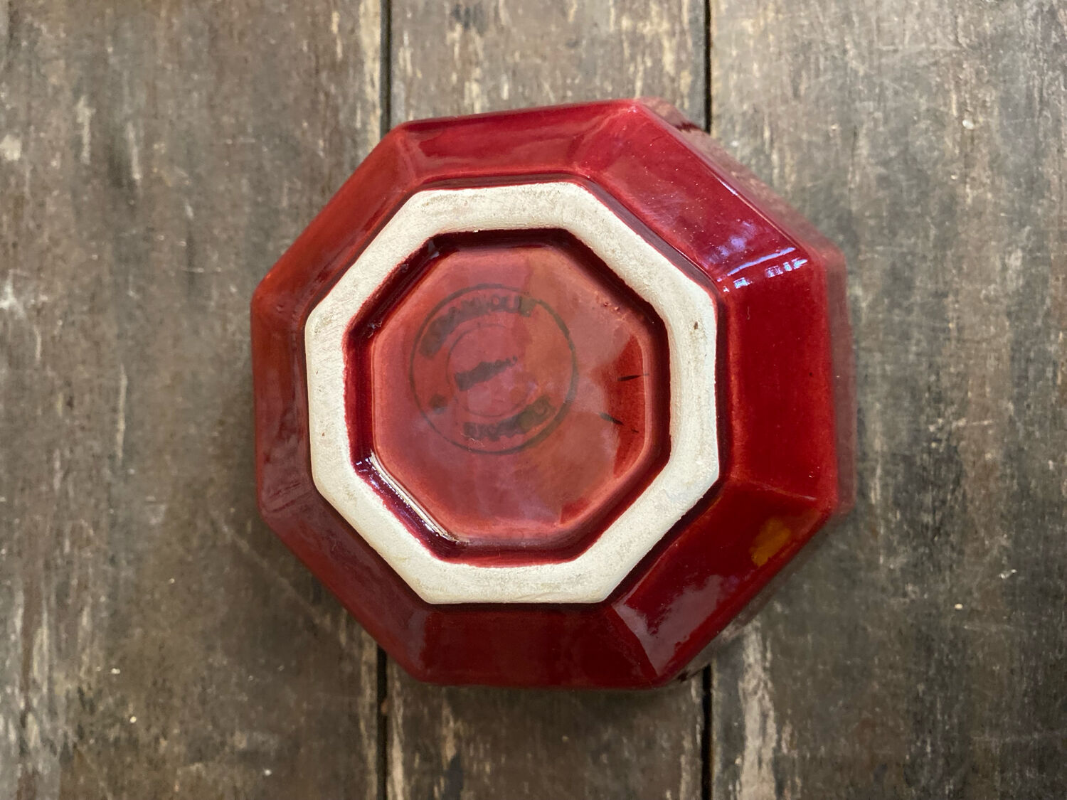 Set of 3 Vintage Red Oriental Ceramic Pocket Vases with Black Decor