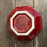 Set of 3 Vintage Red Oriental Ceramic Pocket Vases with Black Decor