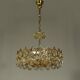1970s Palwa Chandelier, gold plate and faceted crystals