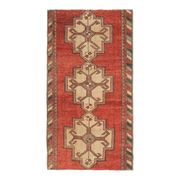 1970s Turkish Oushak Handmade Wool Cotton Red Area Rug 107x200