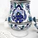 Vintage blue and green ceramic cat-shaped jug carafe