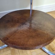 Modernist side table "Bauhaus" in veneer wood and curved tubular steel, 30s