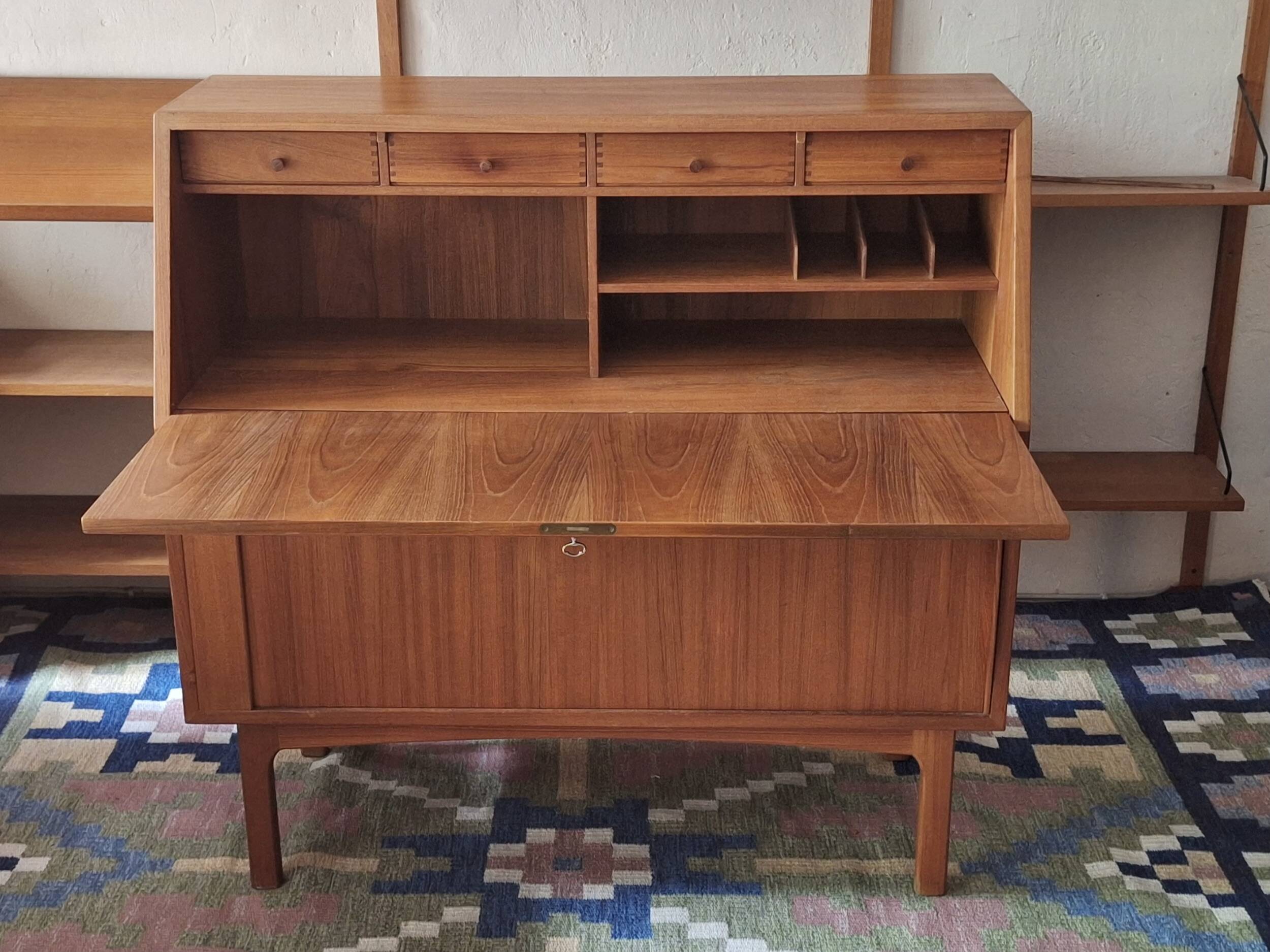 Bernhard Pedersen teak secretaire, Denmark 1960s