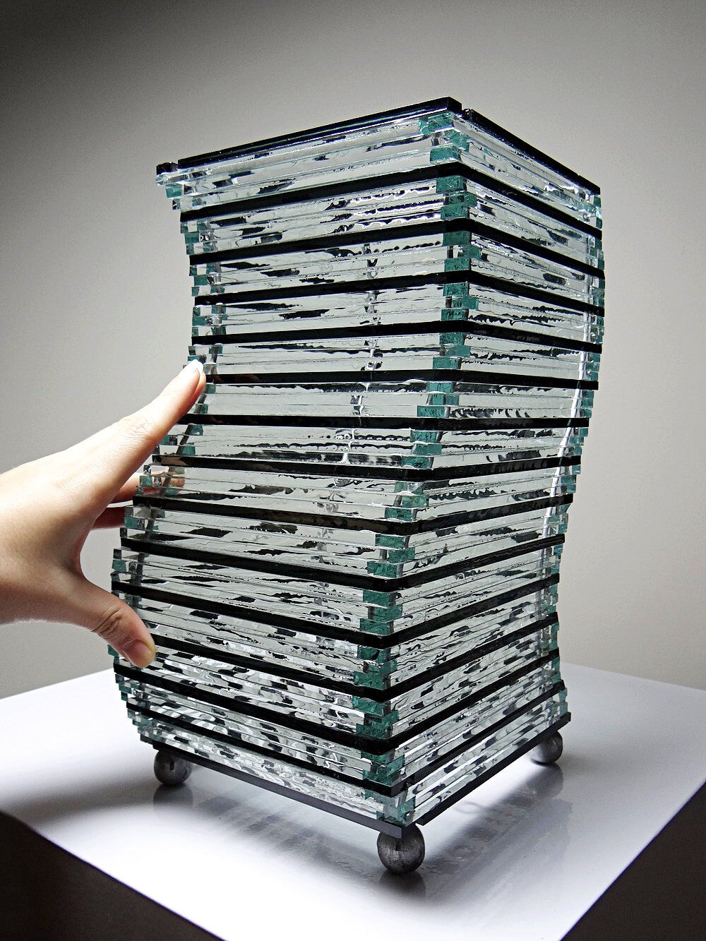 Sculptural lamp body "Stacked Glass" vintage 75-85 modernist