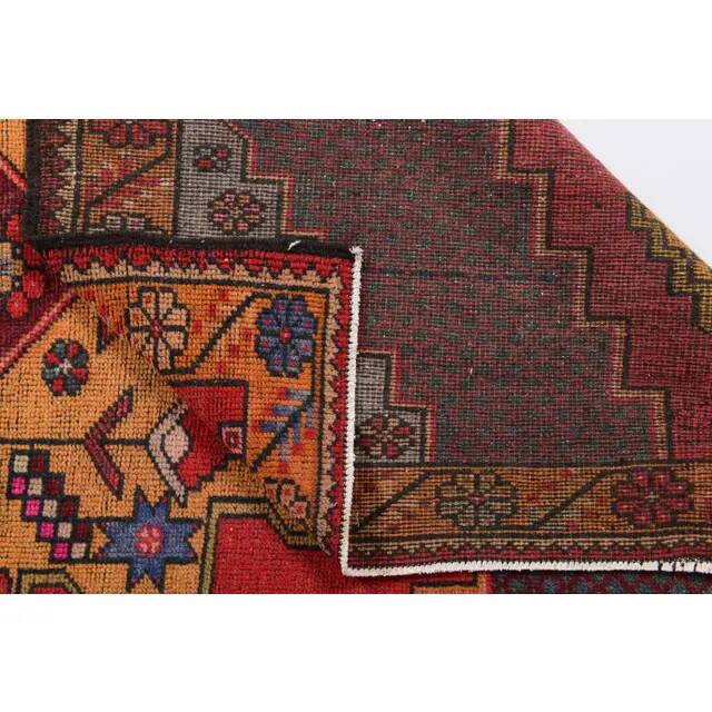 1970s Vintage Turkish Hand-Knotted Wool Cotton Red Runner Rug 145x278