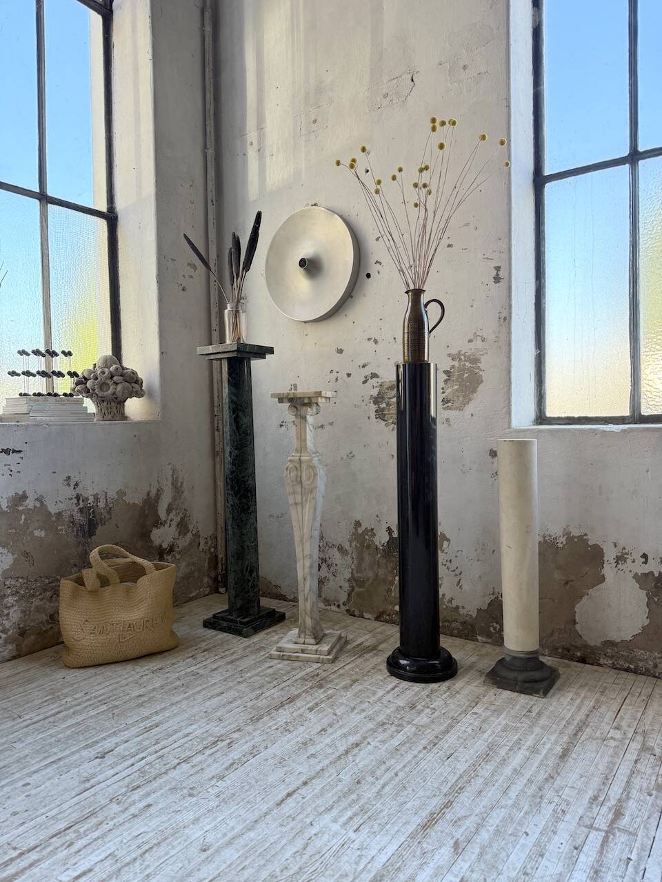 Set of 4 marble columns or pedestals.