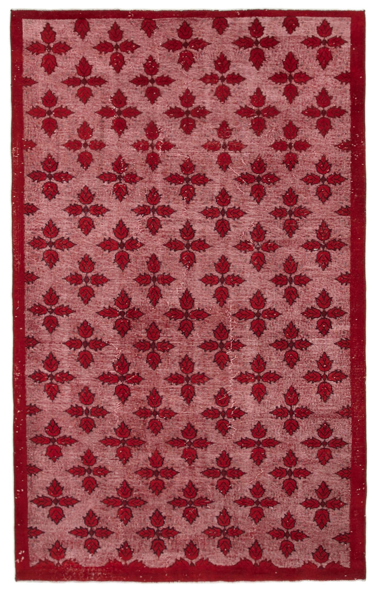 Handmade carved anatolian 1980s 180 cm x 280 cm red rug