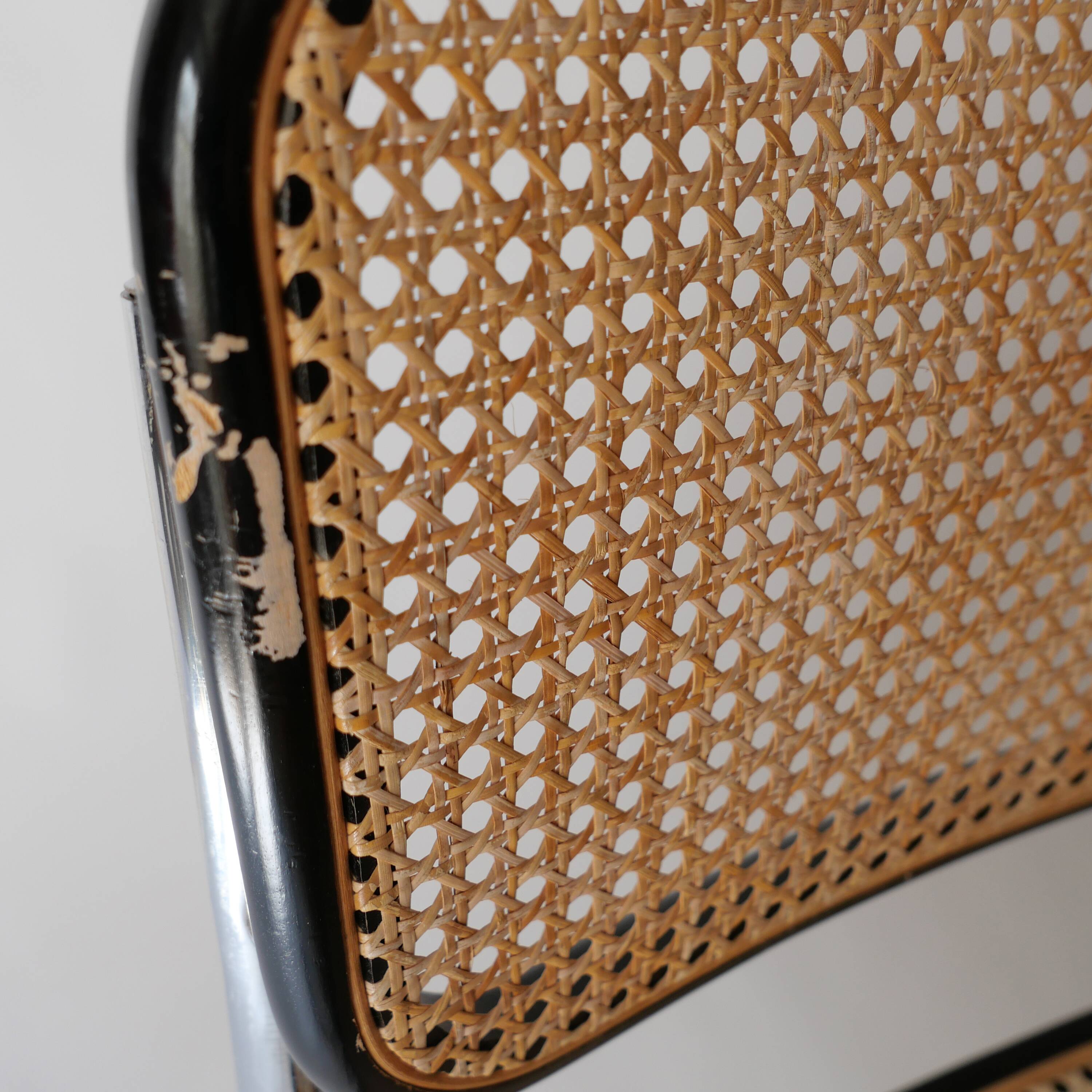 pair of Cesca chairs by Marcel Breuer 1960s 1970s in vintage cane